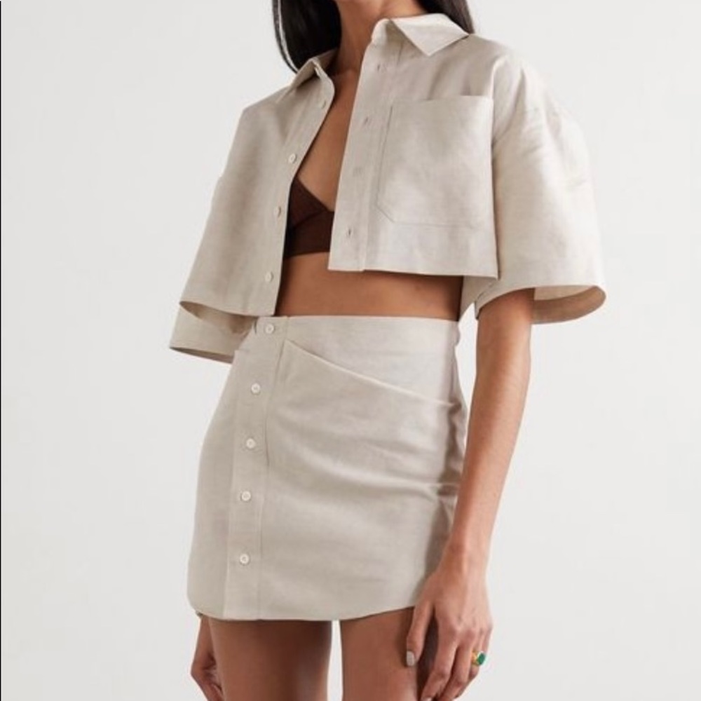 Jacquemus la robe arles linen dress in beige
